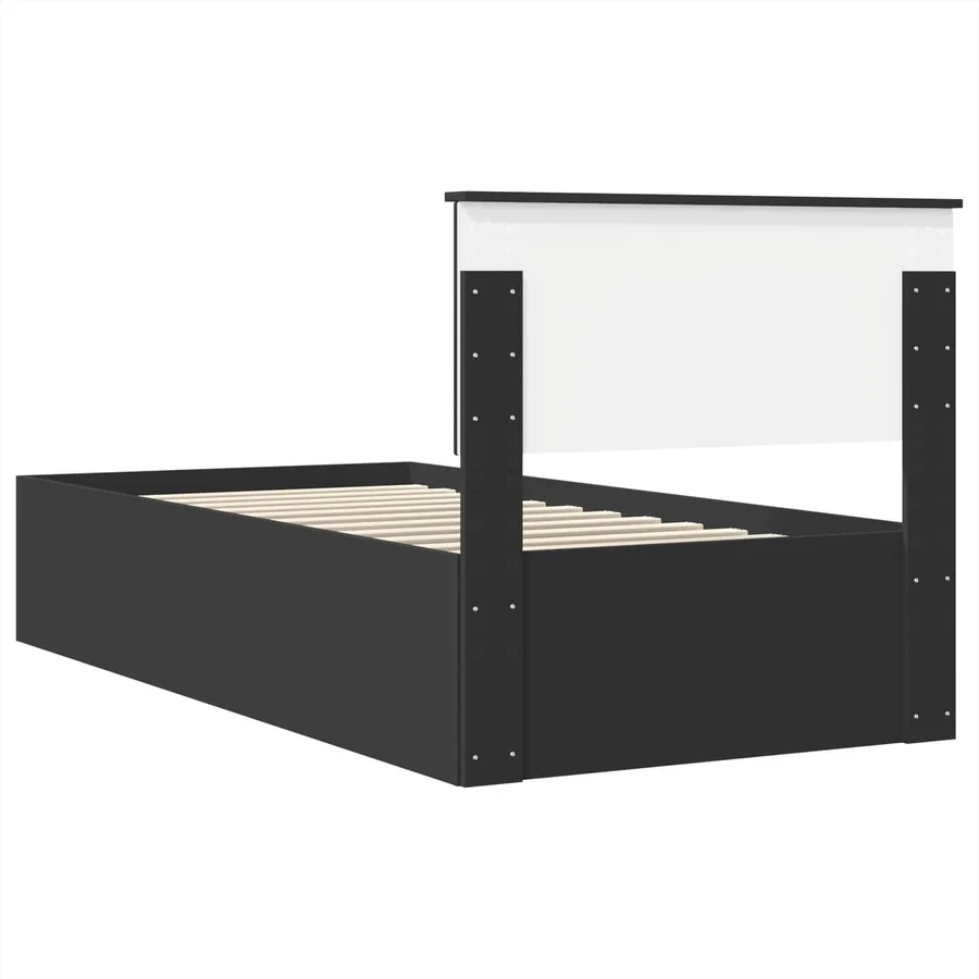 Cadre de lit Noir 75 x 190 cm Bois d'ingénierie - 9