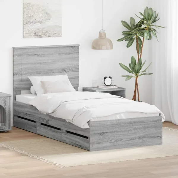 Cadre de lit Gris Sonoma 75 x 190 cm Bois Ingénierie