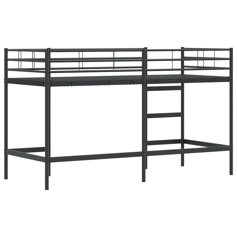 Lit mezzanine pour enfants Noir 90 x 190 cm Acier - 7