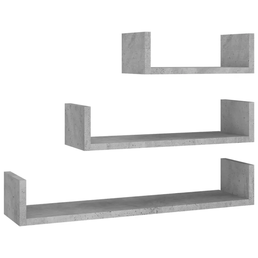 Wall Shelves 3 pcs Concrete Grey Engineered Wood - 2