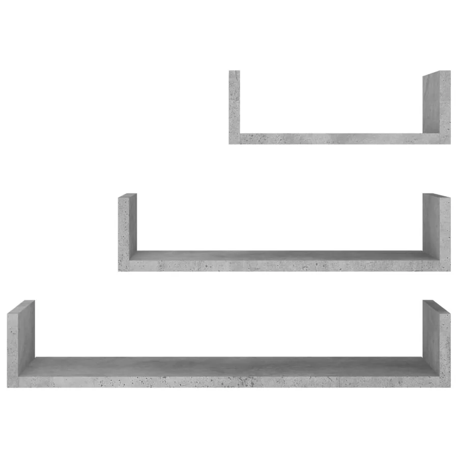 Wall Shelves 3 pcs Concrete Grey Engineered Wood - 4