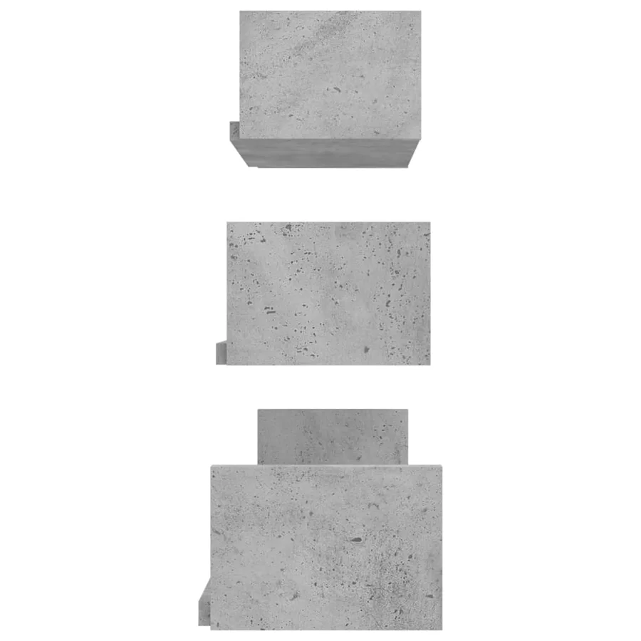 Wall Shelves 3 pcs Concrete Grey Engineered Wood - 5