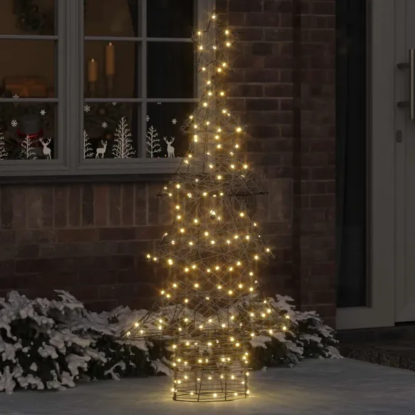 Sapin de Noël avec 160 LED Blanc chaud 150 cm Rotin