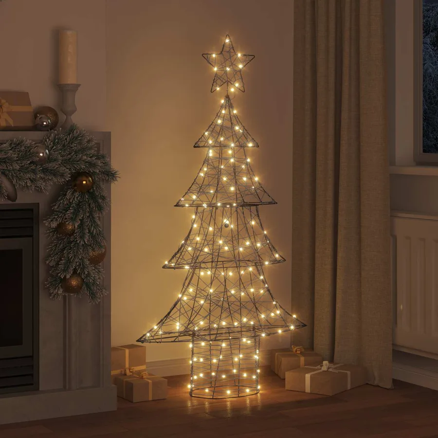 Sapin de Noël avec 160 LED Blanc chaud 150 cm Rotin - 3