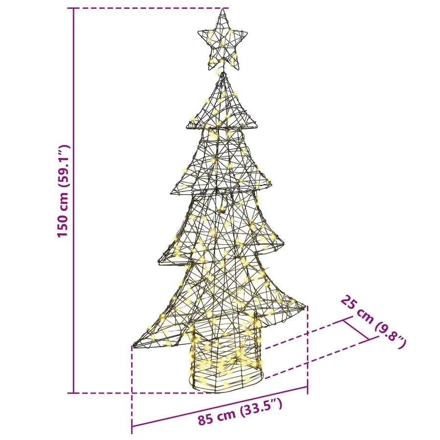 Sapin de Noël avec 160 LED Blanc chaud 150 cm Rotin - 8
