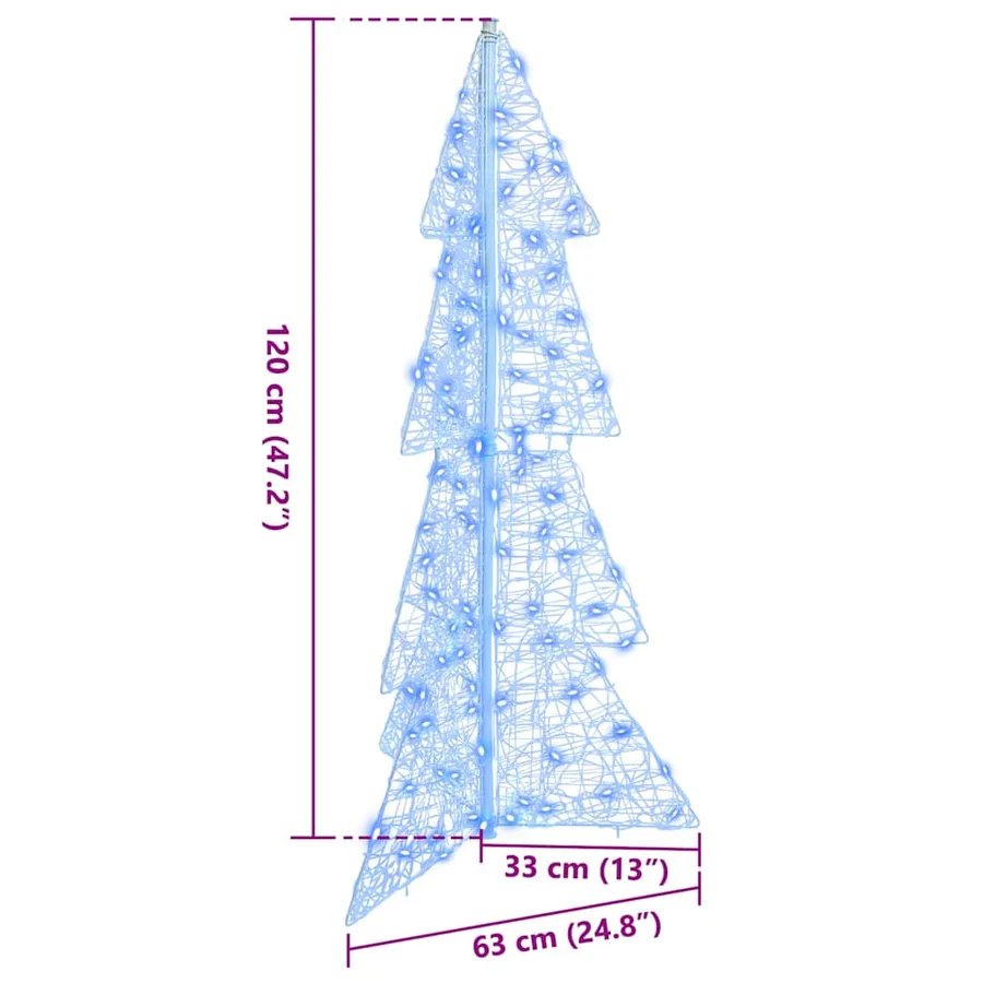 Sapin de Noël avec 100 LED Bleu 120 cm Acrylique - 8