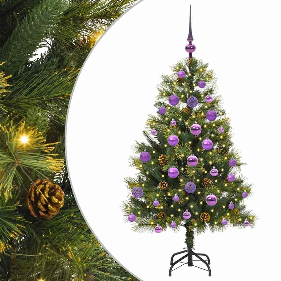 Sapin de Noël artificiel avec branches pliables et cônes 120 cm - 2
