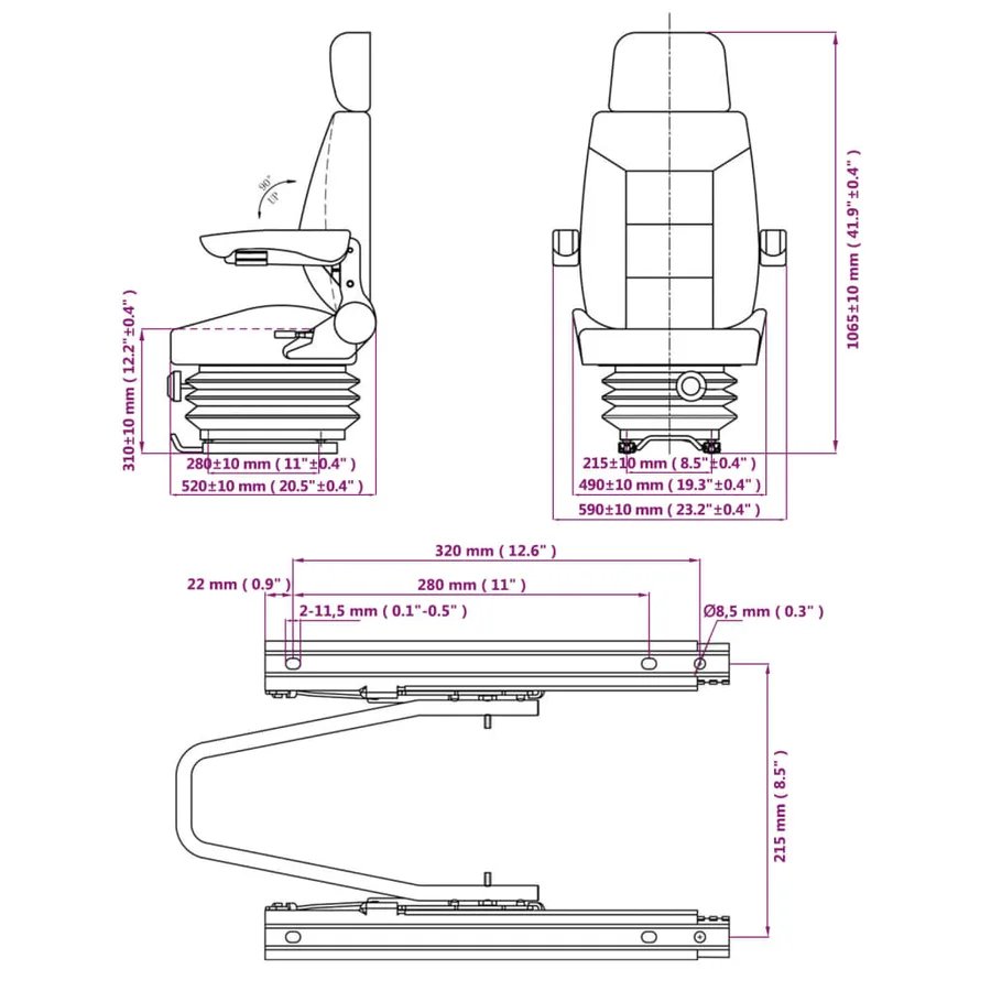 Siège de tracteur avec suspension - 8