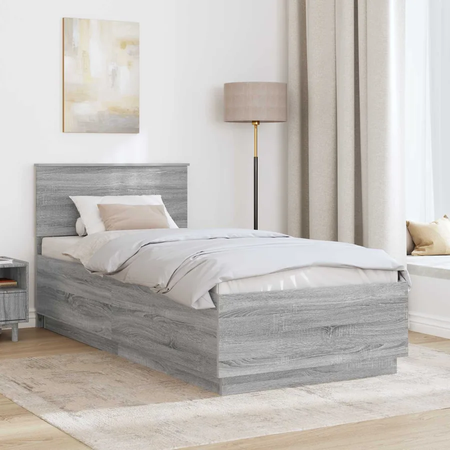 Cadre de lit Sonoma gris 70 x 190 cm Bois d'ingénierie - 3