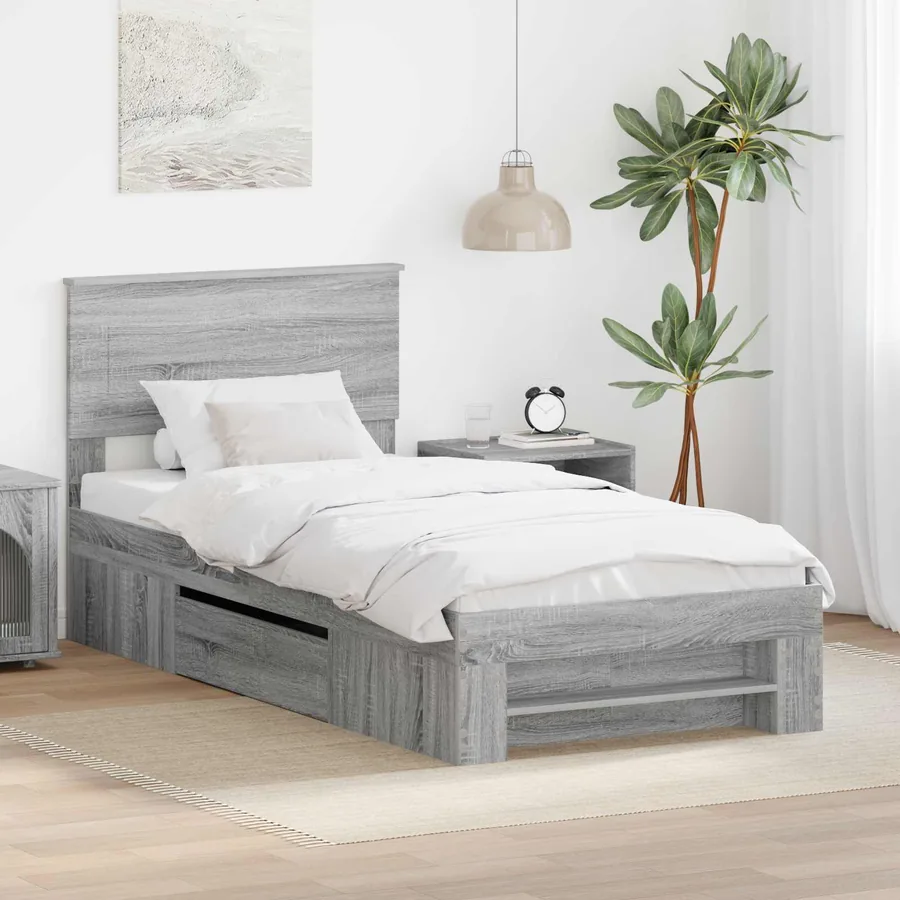 Cadre de lit Gris Sonoma 80 x 200 cm Bois d'ingénierie