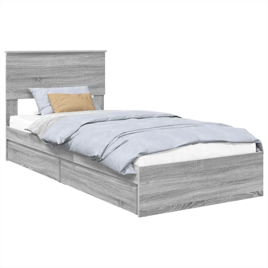Lit de Rangement Gris Sonoma 75 x 190 cm Bois d'ingénierie - 2