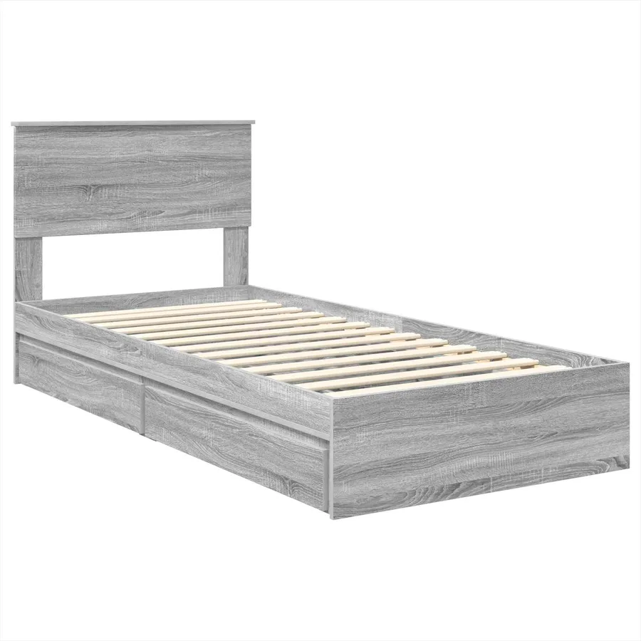 Lit de Rangement Gris Sonoma 75 x 190 cm Bois d'ingénierie - 4