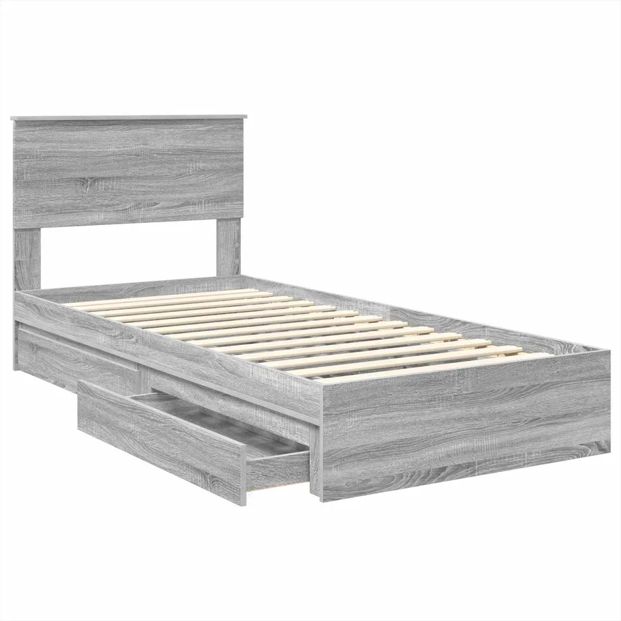Lit de Rangement Gris Sonoma 75 x 190 cm Bois d'ingénierie - 5