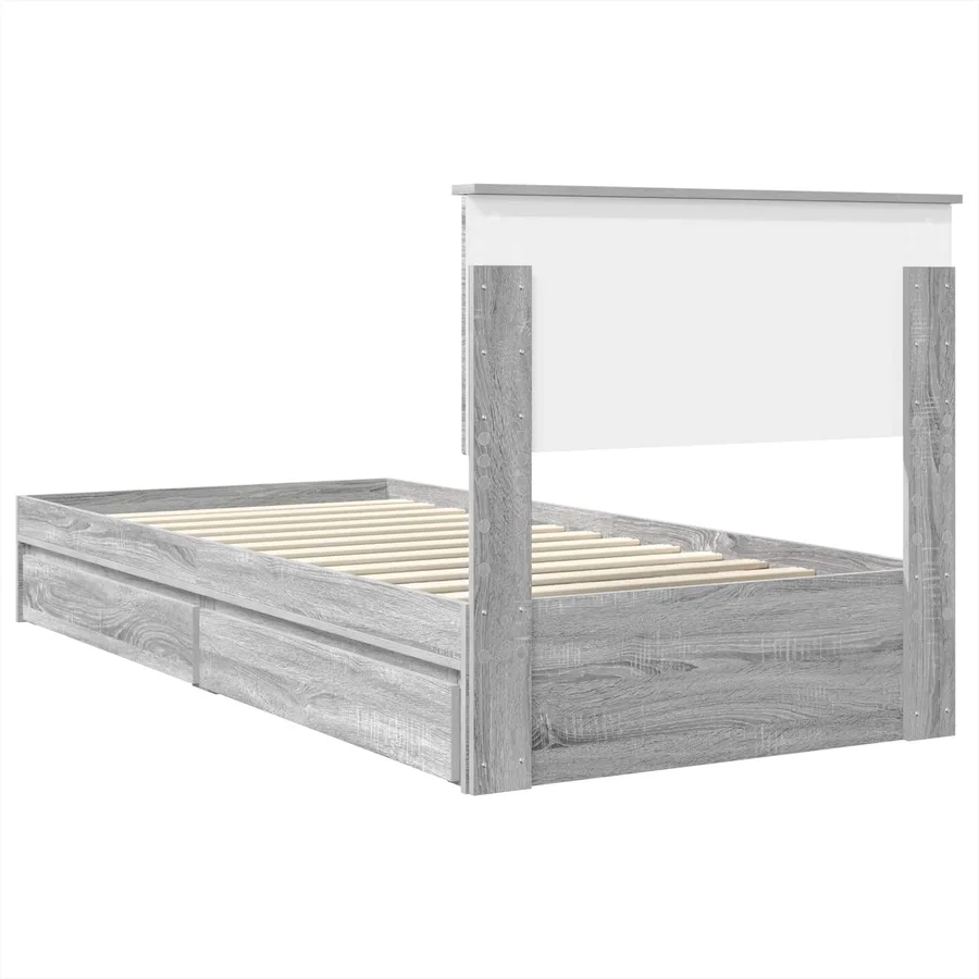 Lit de Rangement Gris Sonoma 75 x 190 cm Bois d'ingénierie - 8