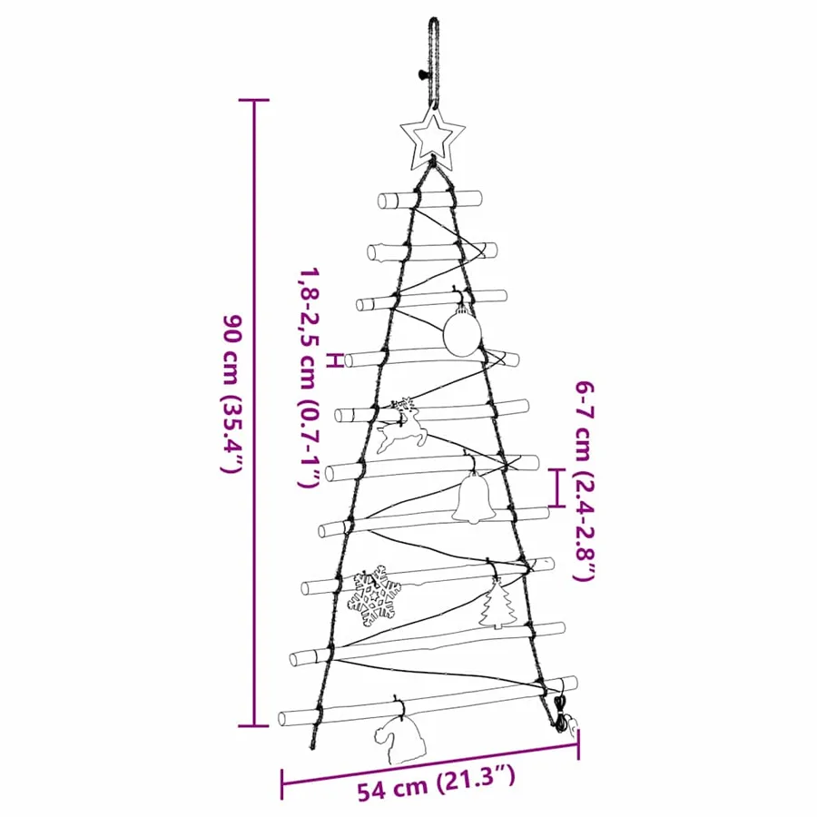 Sapin de Noël avec 30 LED Naturel 90 cm frêne massif - 10
