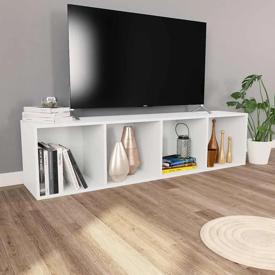 Bibliothèque/Meuble TV Blanc 36x30x143 cm Bois d'ingénierie - 6