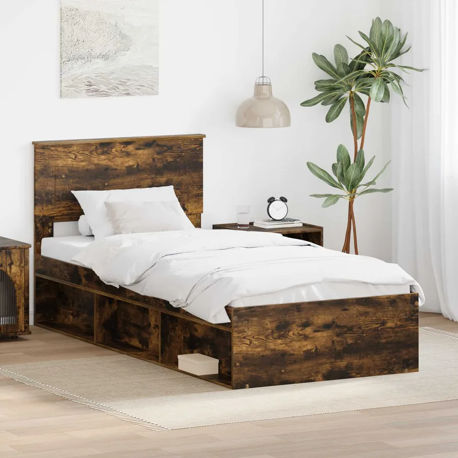 Cadre de lit Chêne fumé 75 x 190 cm Bois d'ingénierie