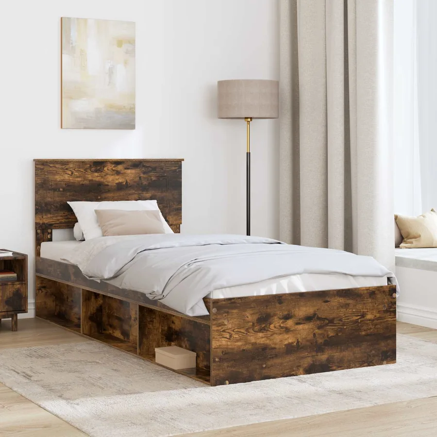 Cadre de lit Chêne fumé 75 x 190 cm Bois d'ingénierie - 3