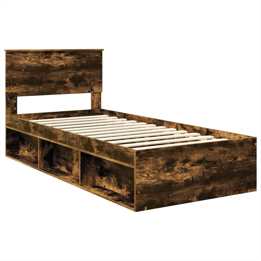 Cadre de lit Chêne fumé 75 x 190 cm Bois d'ingénierie - 4