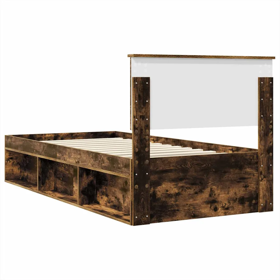 Cadre de lit Chêne fumé 75 x 190 cm Bois d'ingénierie - 9