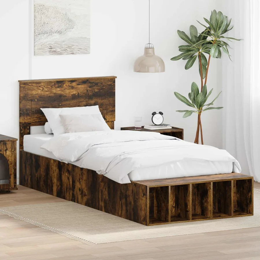 Cadre de lit Chêne fumé 75 x 190 cm Bois d'ingénierie