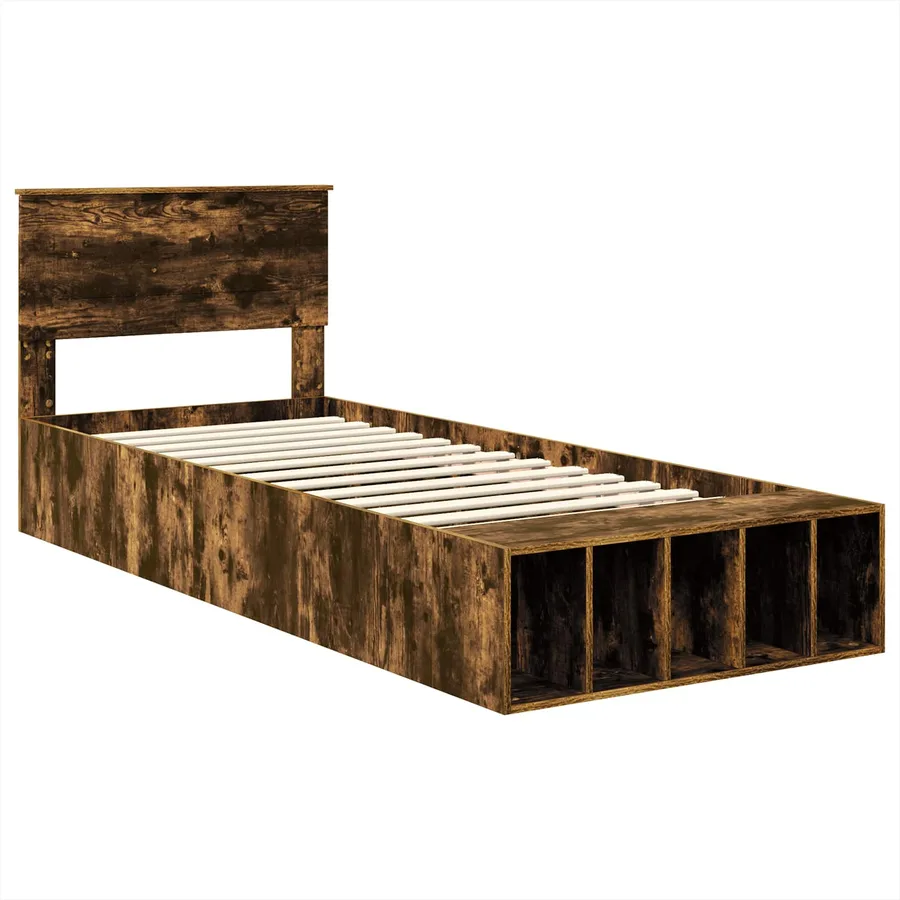 Cadre de lit Chêne fumé 75 x 190 cm Bois d'ingénierie - 4