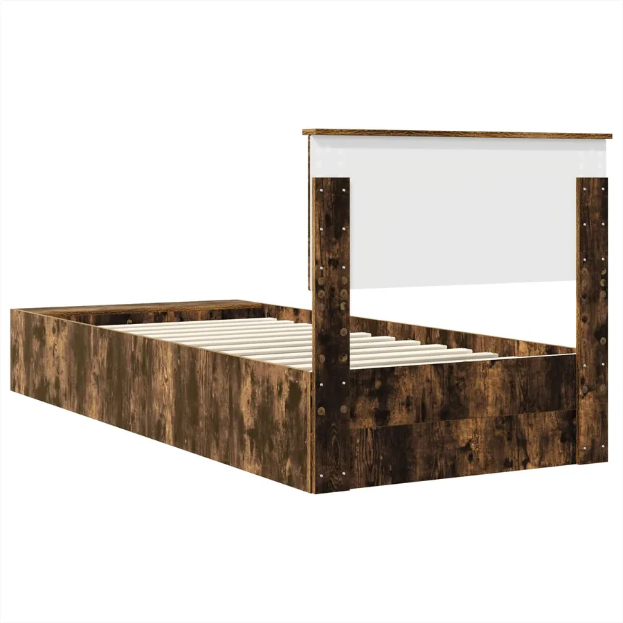 Cadre de lit Chêne fumé 75 x 190 cm Bois d'ingénierie - 9