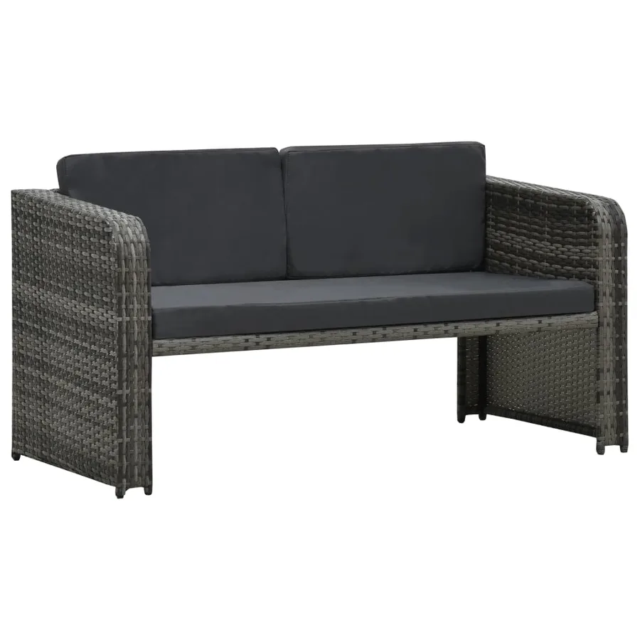 Salon de jardin 4 pcs avec coussins Résine tressée Anthracite - 3