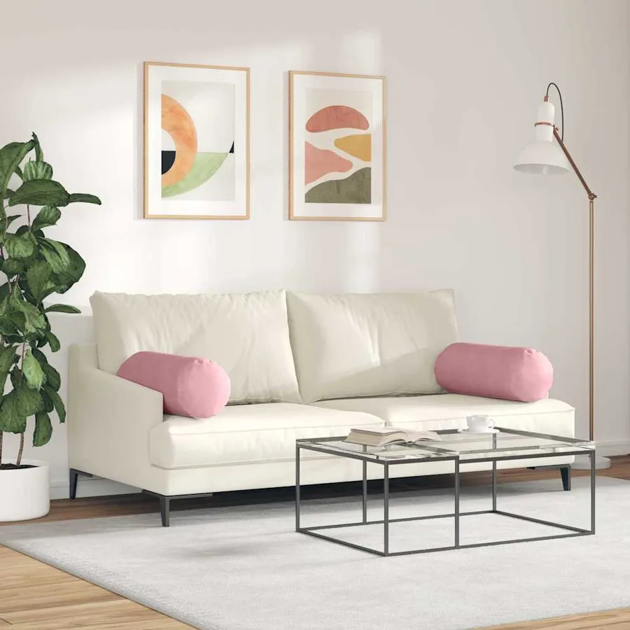 Coussins d'accent 2 pcs Rose Ø 25 x 70 cm - 4