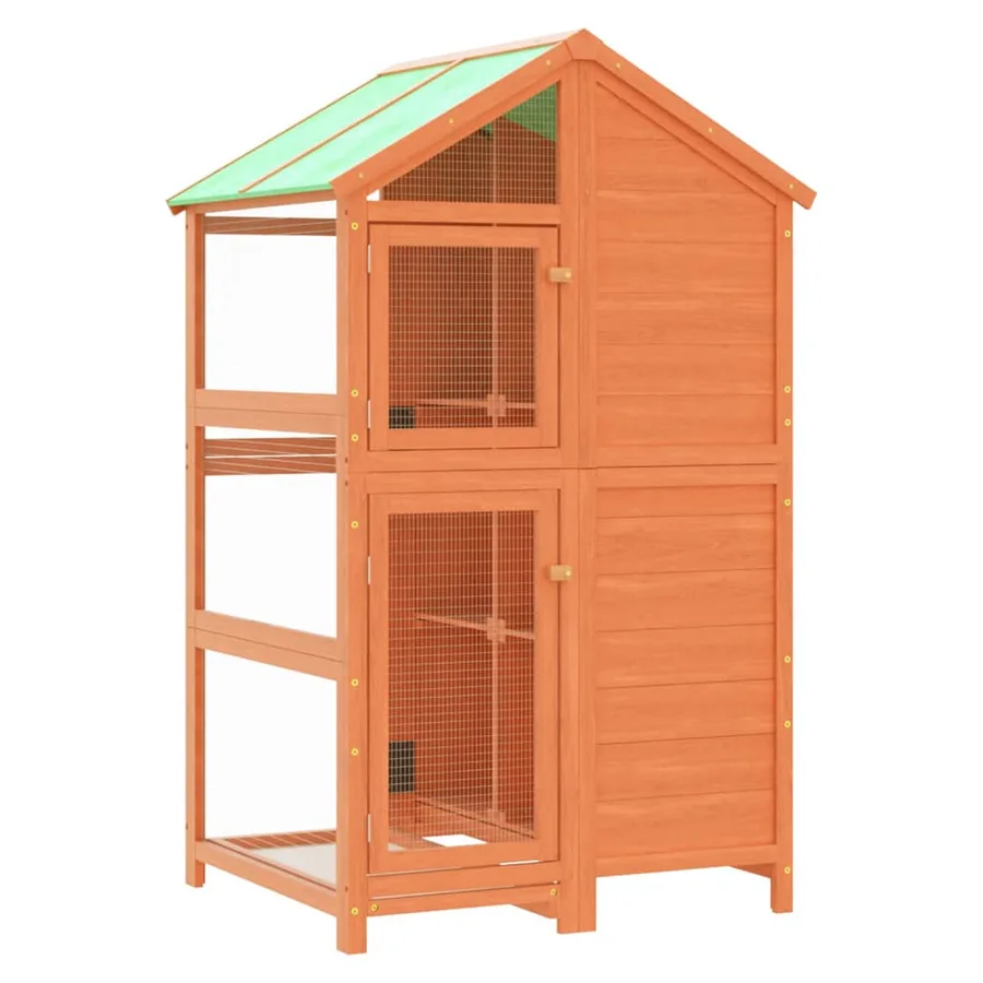 Maison à oiseaux marron 97x81x152 cm bois massif de pin - 2