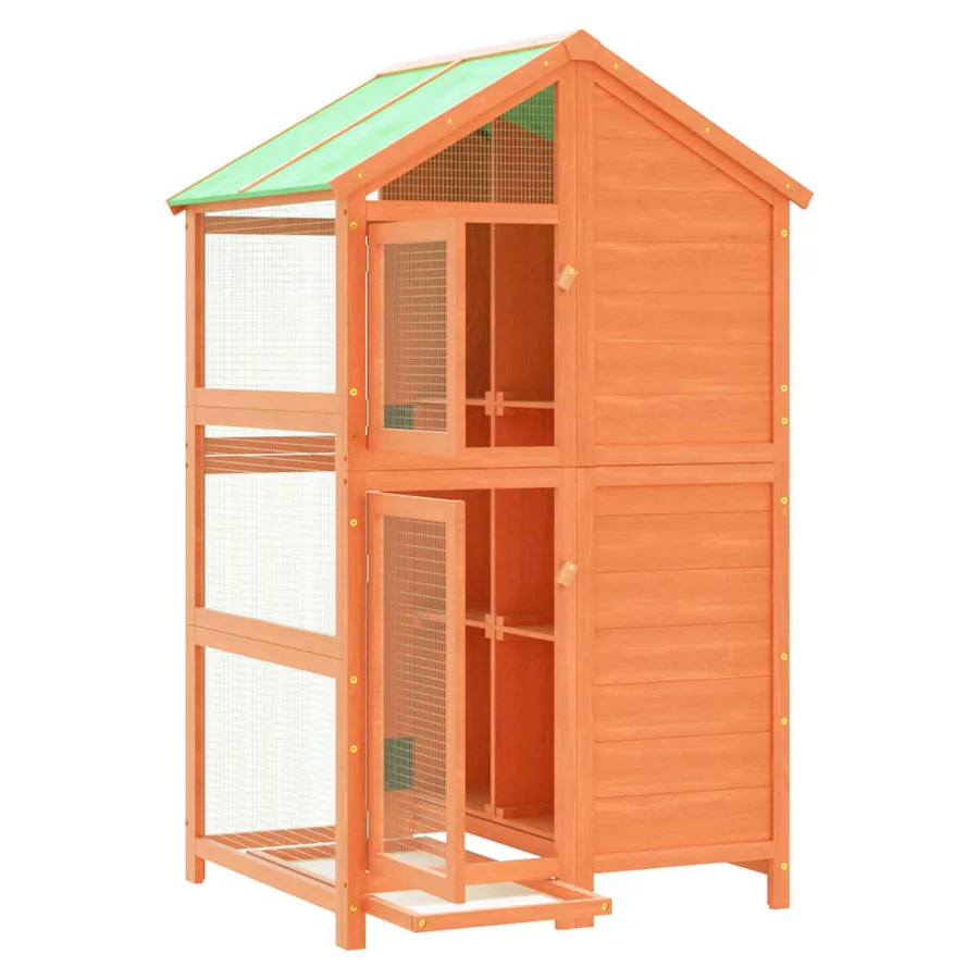 Maison à oiseaux marron 97x81x152 cm bois massif de pin - 4