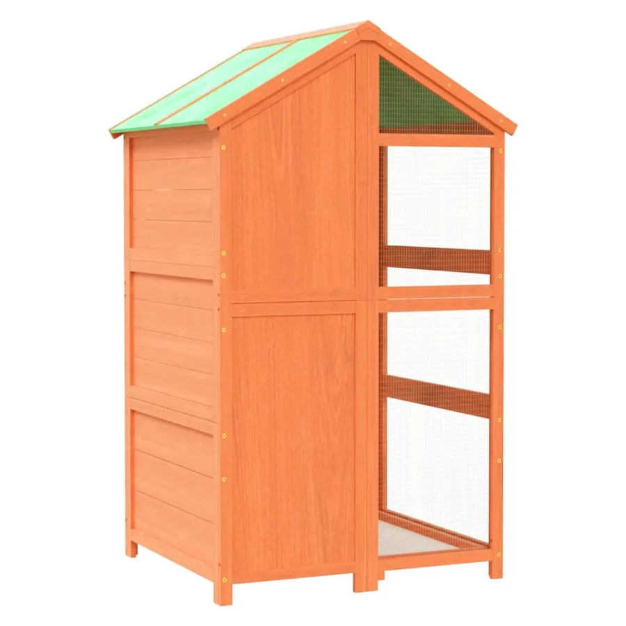 Maison à oiseaux marron 97x81x152 cm bois massif de pin - 6
