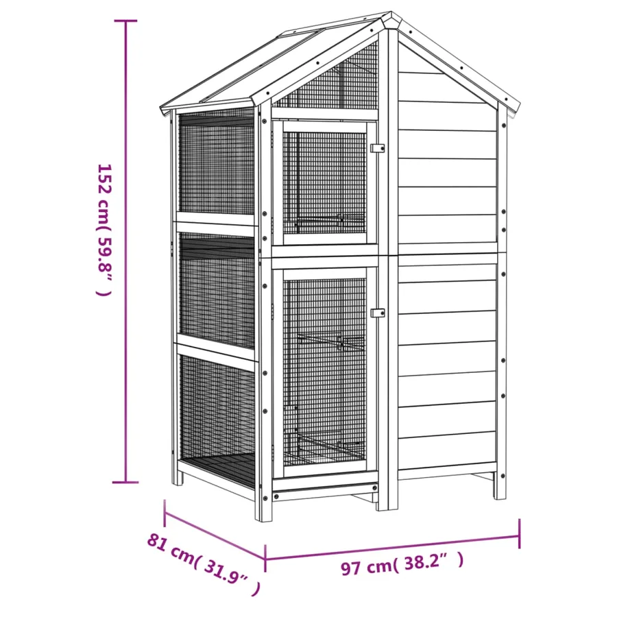 Maison à oiseaux marron 97x81x152 cm bois massif de pin - 8