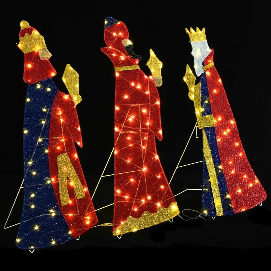 Lighting de Noël des 3 Rois 3 pcs Blanc chaud 105 cm tissu - 3