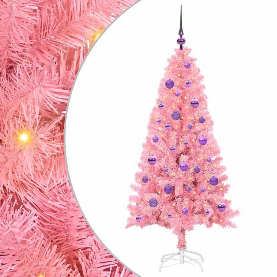 Sapin de Noël avec 150 LED avec support Rose 150 cm PVC - 2