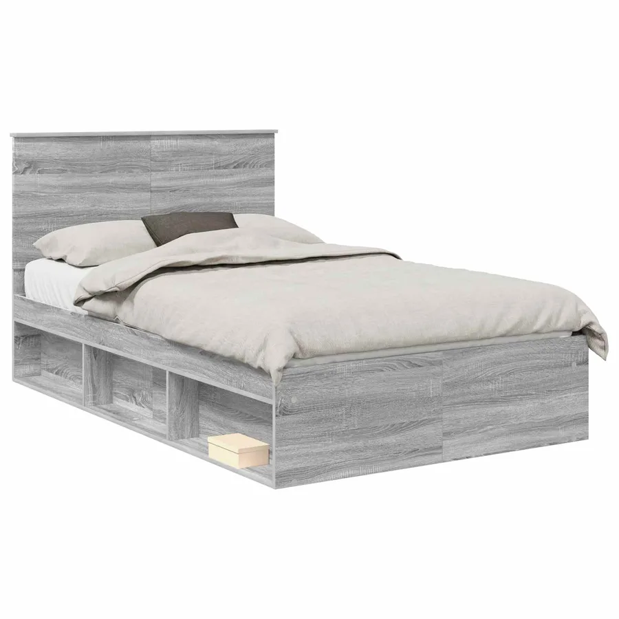 Cadre de lit Gris Sonoma 135 x 190 cm Bois de pin massif - 2