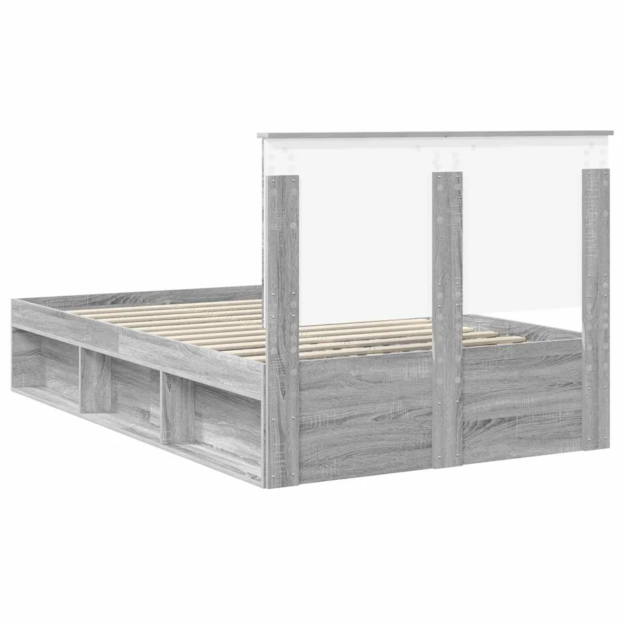 Cadre de lit Gris Sonoma 135 x 190 cm Bois de pin massif - 9