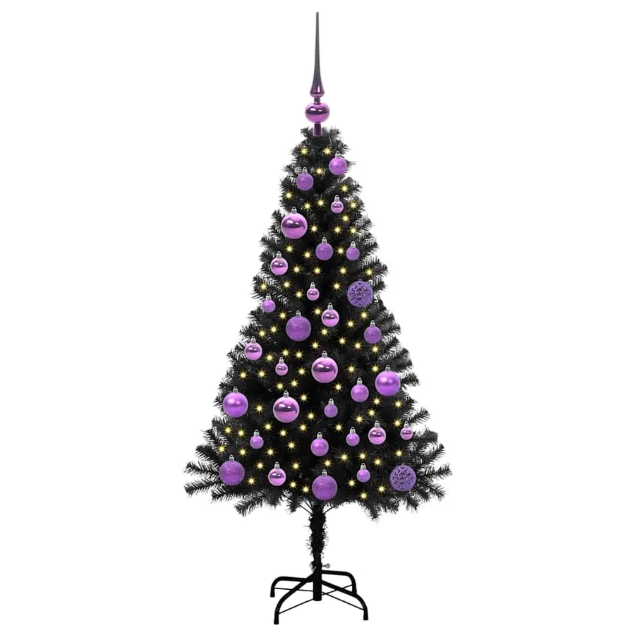 Sapin de Noël avec 150 LED avec support Noir 120 cm PVC - 3