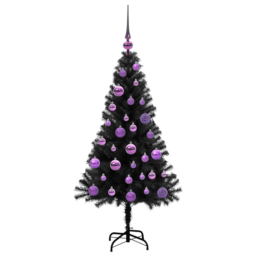 Sapin de Noël avec 150 LED avec support Noir 120 cm PVC - 4