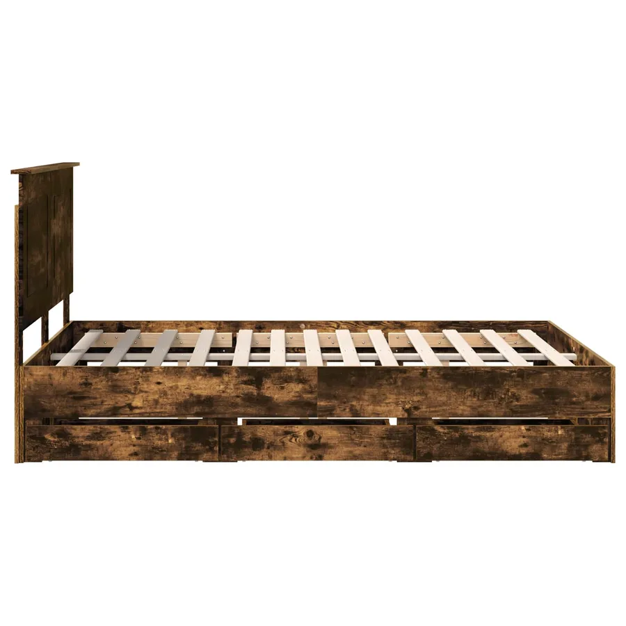 Cadre de lit Chêne fumé 140 x 200 cm Bois Ingénierie - 9
