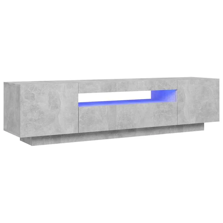 Meuble TV avec lumières LED gris béton 160x35x40 cm - 2