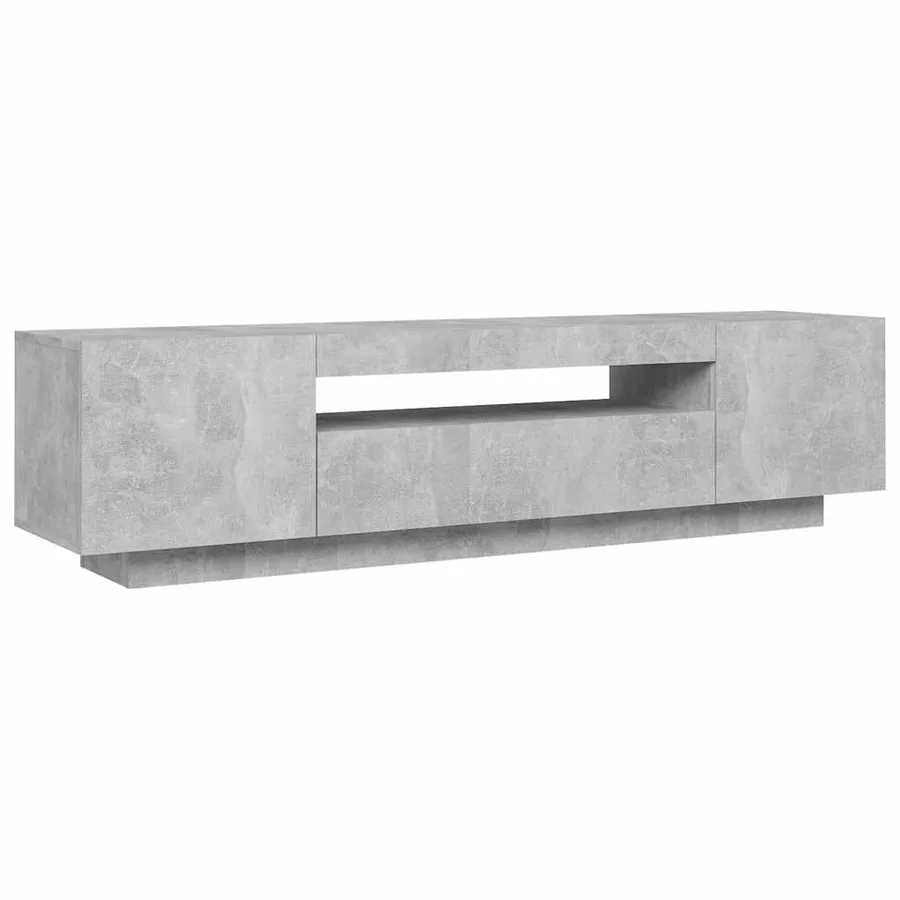 Meuble TV avec lumières LED gris béton 160x35x40 cm - 7
