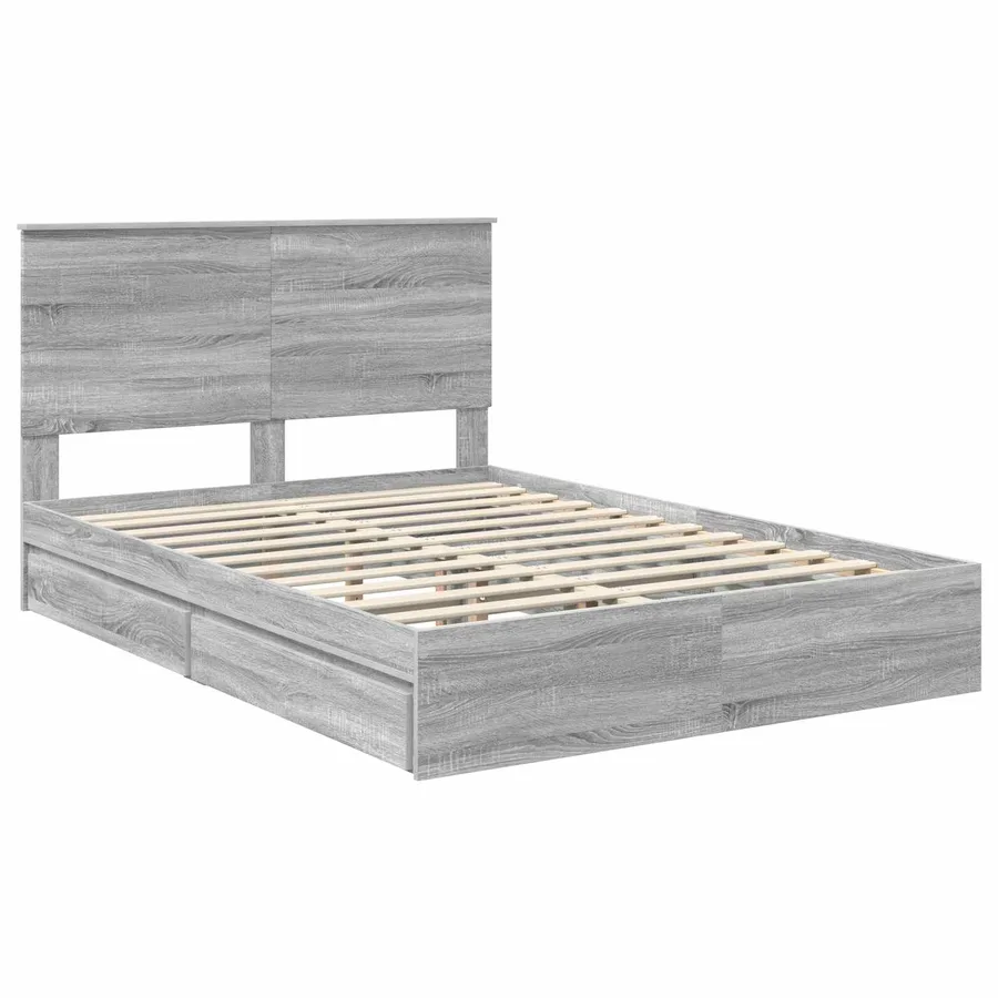 Lit de Rangement Gris Sonoma 140 x 200 cm Bois d'ingénierie - 4