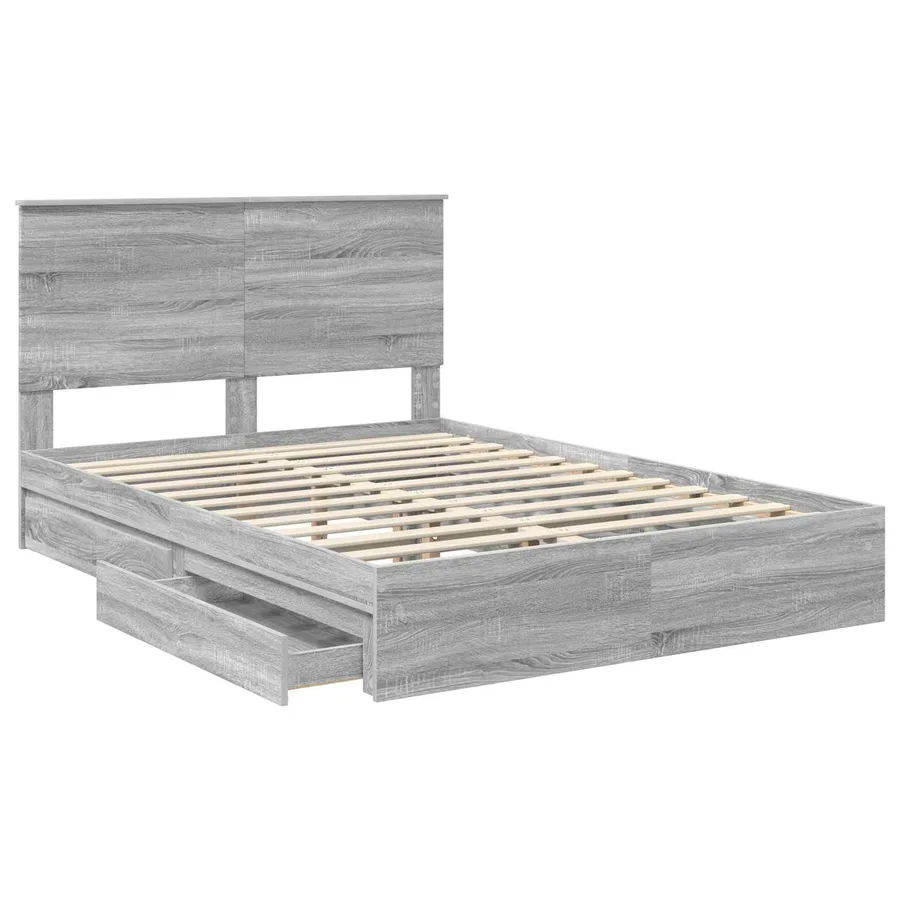 Lit de Rangement Gris Sonoma 140 x 200 cm Bois d'ingénierie - 5