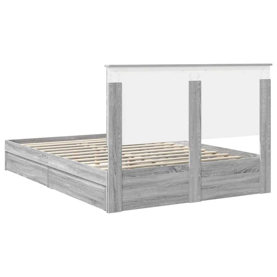 Lit de Rangement Gris Sonoma 140 x 200 cm Bois d'ingénierie - 8