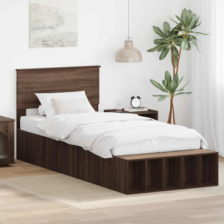 Cadre de lit Chêne brun 75 x 190 cm Bois d'ingénierie