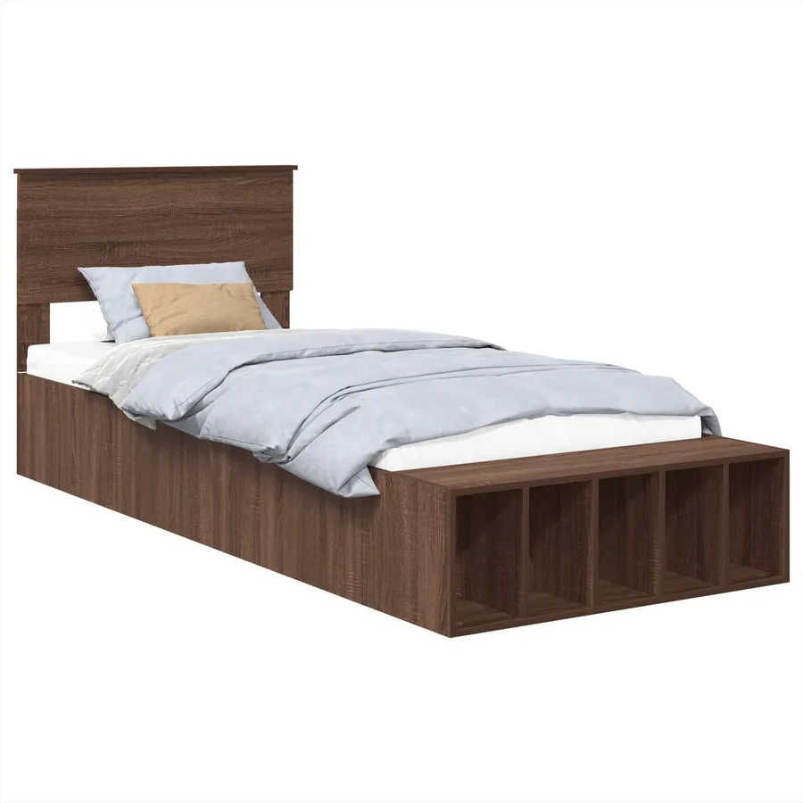 Cadre de lit Chêne brun 75 x 190 cm Bois d'ingénierie - 2