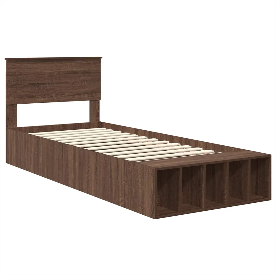 Cadre de lit Chêne brun 75 x 190 cm Bois d'ingénierie - 4