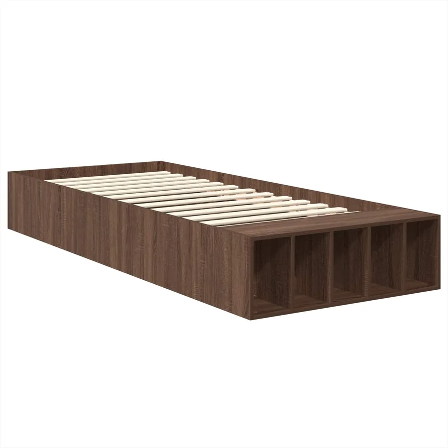 Cadre de lit Chêne brun 75 x 190 cm Bois d'ingénierie - 5