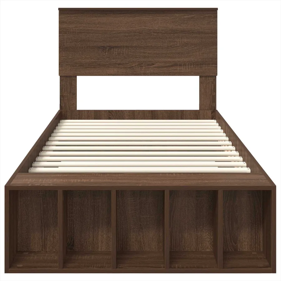 Cadre de lit Chêne brun 75 x 190 cm Bois d'ingénierie - 7